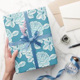 Elegant vintage-pionpresentförpackning i blått presentpapper