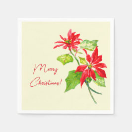 Elegant Vintage Poinsettia God jul Helgdag Pappersservett