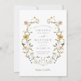 Elegant Vintage Pressad Blommigt Utandning Bröllop Inbjudningar