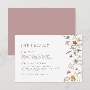 Elegant Vintage Pressade Blommor Detaljer Bröllop Tilläggskort