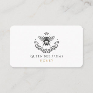Elegant Vintage Queen Bee honey Black White Guld Visitkort