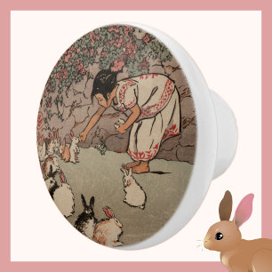 Elegant Vintage Rabbits Art Cottagecore Knopp
