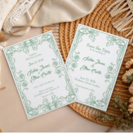 Elegant Vintage Ram bröllopsinbjudan Inbjudningar