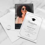 Elegant vintage ram studentfest inbjudningar<br><div class="desc">Ett inbjudningskort för elegant vintage studenten med svart och vitt färg. Textinformationen och bilden kan vara personlig.</div>