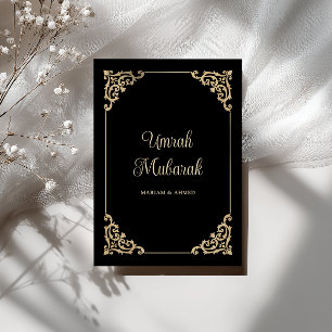 Elegant Vintage Ram Umrah Mubarak Hälsning Svart Kort