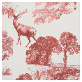 Elegant Vintage Red Fransk Land Toile Hjort Tyg