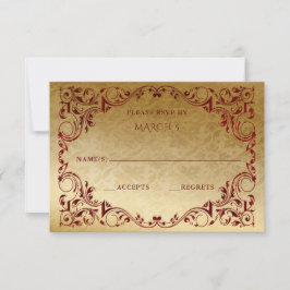 Elegant Vintage Red Guld OSA Kort