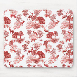 Elegant Vintage Red Hjort Fox Land Toile Musmatta