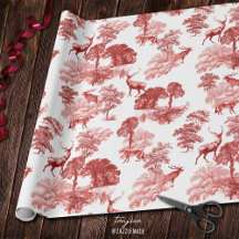 Elegant Vintage Red Hjort Fox Land Toile