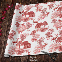 Elegant Vintage Red Hjort Fox Land Toile Presentpapper