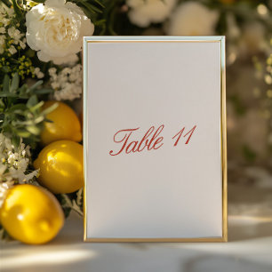Elegant Vintage Red & Ivory Bröllop Bordsnummer