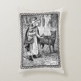 Elegant Vintage Red Riding Huva Basket Skogen Prydnadskudde