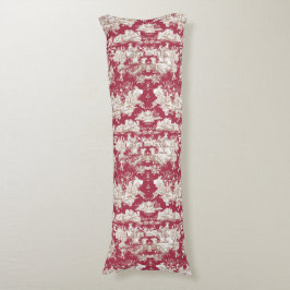 Elegant vintage red sjö toile de jouy kroppskudde