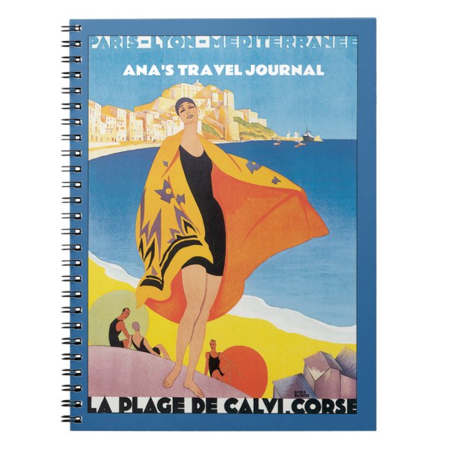 Elegant Vintage resor Poster Journal Anteckningsbok (Framsidan)
