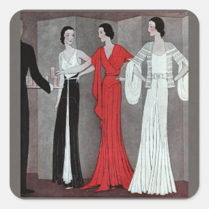 Elegant Vintage Retro Art Deco Party Fyrkantigt Klistermärke
