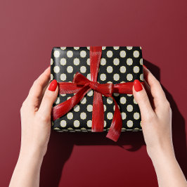 Elegant Vintage Retro Black and White Polka Dot Presentpapper