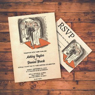 Elegant Vintage Retro Gamle par Rustic Bröllop Inbjudningar