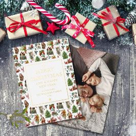 Elegant Vintage Retro-julfoto Guld