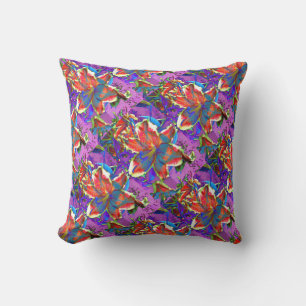Elegant vintage Retro lila blommigts blomma Lily Kudde