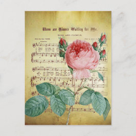 Elegant Vintage Ro Antique Lakan Musik noter Vykort