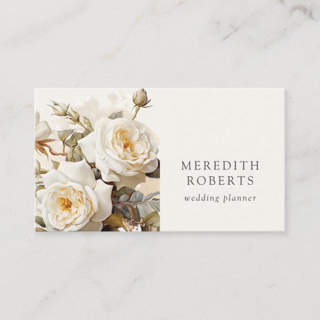 Elegant Vintage Ro Antique White Visitkort (Framsida)