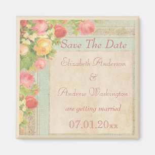 Elegant Vintage Ro Bröllop spara datum Magnet