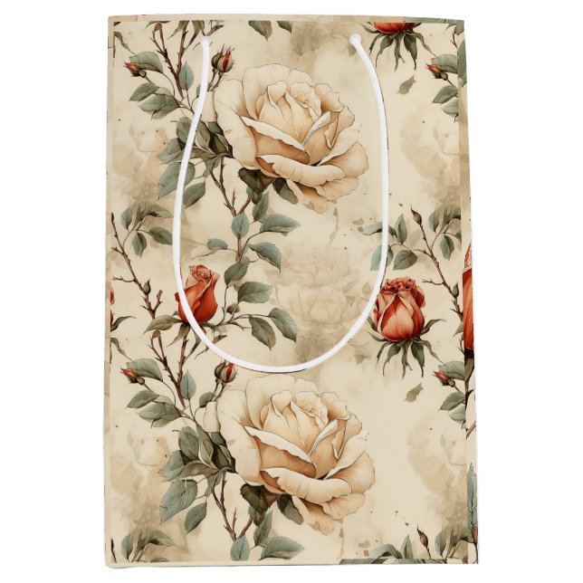 Elegant Vintage Ro Flower Beige Blommigt (Framsidan)