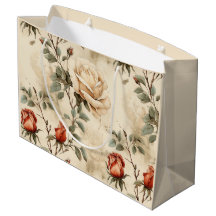 Elegant Vintage Ro Flower Beige Blommigt Design