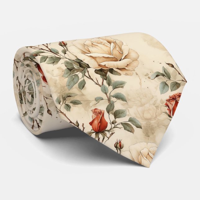 Elegant Vintage Ro Flower Beige Blommigt Slips (Rullad)