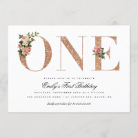 Elegant Vintage Ro Glitter 1:a födelsedag