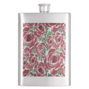 Elegant Vintage Ro Mönster - Blommigten Röd och Gr Fickplunta