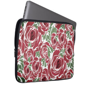 Elegant Vintage Ro Mönster - Blommigten Röd och Gr Laptop Fodral