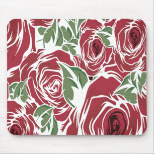 Elegant Vintage Ro Mönster - Blommigten Röd och Gr Musmatta