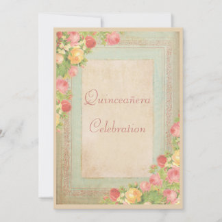 Elegant Vintage Ro Quinceañera Firande Inbjudningar