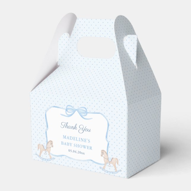Elegant Vintage Rocking Horse Pojke Shower Presentaskar (Framsidan Sidan)