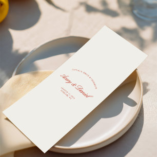 Elegant Vintage Röd & Elfenbensvit Bröllopsmiddag Meny