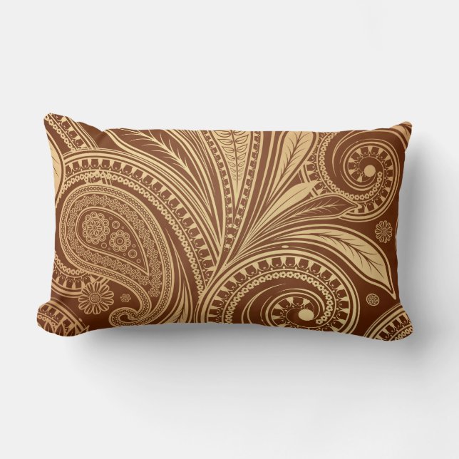 Elegant Vintage Röd Guld Paisley Lumbarkudde (Framsida)