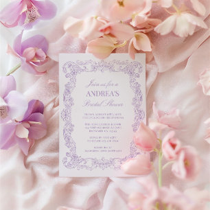 Elegant Vintage Romantic Lavender Möhippa Inbjudningar