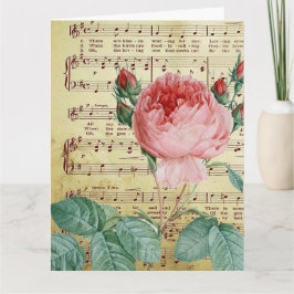 Elegant Vintage Romantic Ro Antique Musik noter Kort