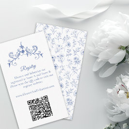 Elegant Vintage Romantik Blue QR Code Registry Tilläggskort