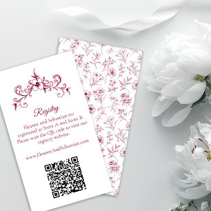 Elegant Vintage Romantik Burgundy QR-kodregister Tilläggskort