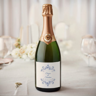 Elegant Vintage Romantik Dusty Blue Blommigt Bröll
