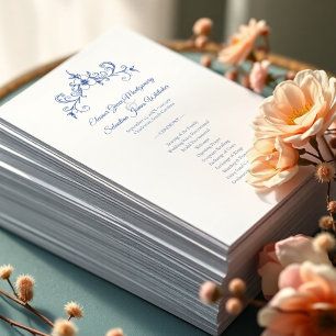 Elegant Vintage Romantik Dusty Blue-Bröllopsprogra