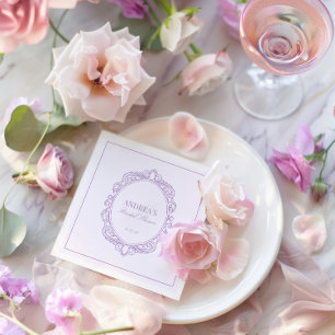 Elegant Vintage Romantisk Lila Bröllopsdusch Pappersservett