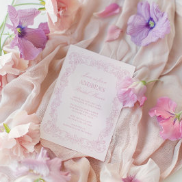 Elegant Vintage Romantisk Rosa Möhippa Inbjudningar