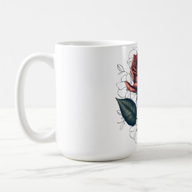Elegant Vintage Ros – Blommig T-Shirt Design Kaffemugg (Vänster)