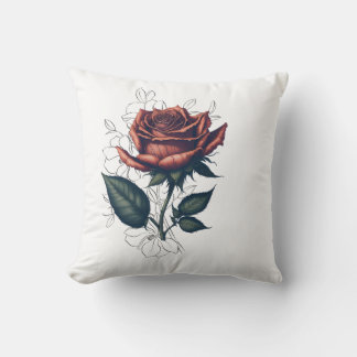 Elegant Vintage Ros – Blommig T-Shirt Design Kudde