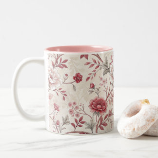 Elegant Vintage Ros Blommönster Kaffemugg