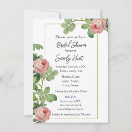 Elegant Vintage Ros Bröllopsdusch Inbjudningar