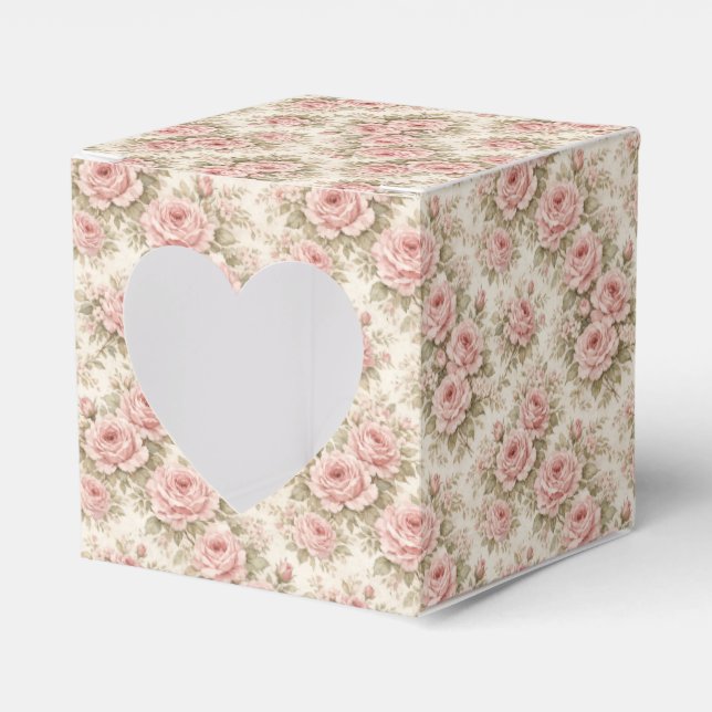 Elegant Vintage Ros Sömlös Blommig Mönster Presentaskar (Framsidan Sidan)